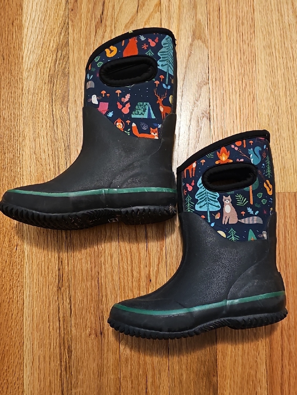 Lone Cone Insulating All Weather Kids Mud - Black & Navy Forest Print Rain Boots